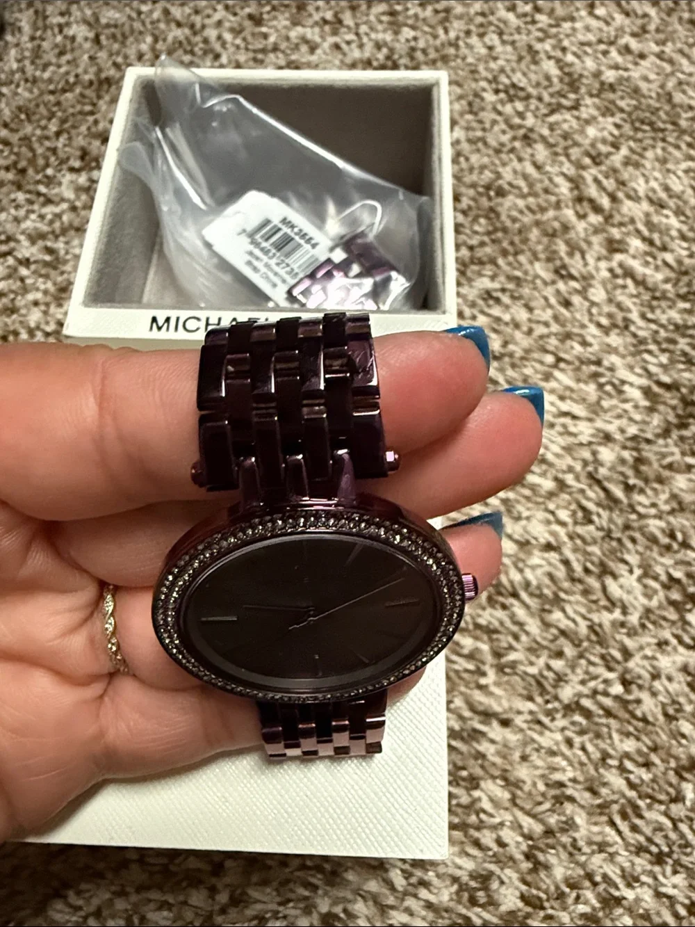 Michael Kors Plum Crystal-Trim Round Watch